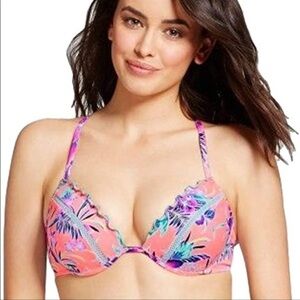 NWOT Shade & Shore Tropical Print Bikini Top